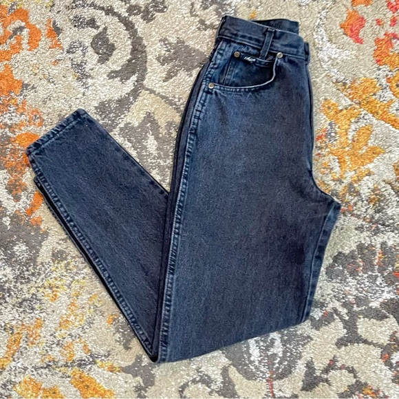 Vintage 80’s Chic Jeans Waist Black Relaxed Fit Tapered Leg size 6 - Picture 6 of 12